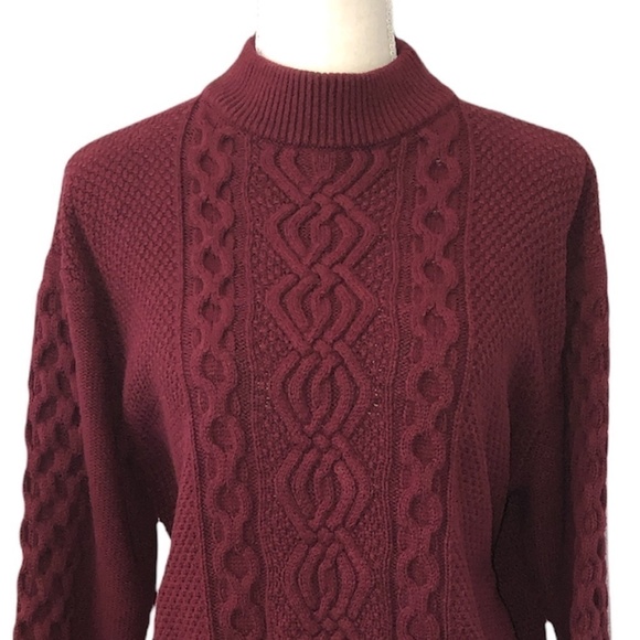 URBAN OUTFITTERS Sweater Women's Size Small Red Cable Knit Pullover Mock Collar - Picture 8 of 9